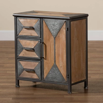 Laurel Wood 3 Drawer Cabinet Gray/Brown - Baxton Studio 7 Laurel Wood 3 Drawer Cabinet Gray/Brown - Baxton Studio - Image 7