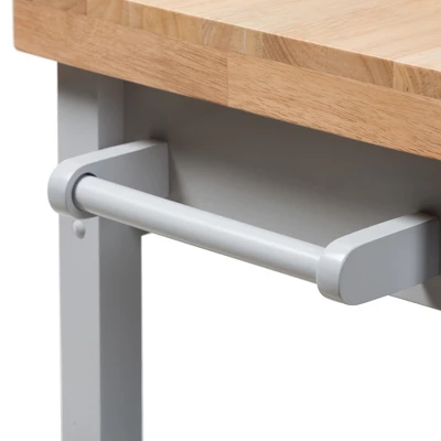 Hayward Coastal And Farmhouse Natural Wood Kitchen Cart White, Light Brown - Baxton Studio 1 Hayward Coastal And Farmhouse Natural Wood Kitchen Cart White, Light Brown - Baxton Studio