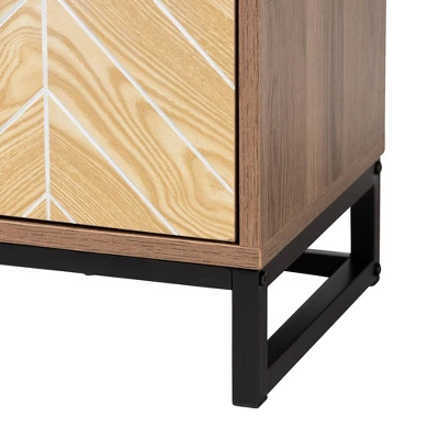 Josephine Two-Tone Wood And Metal 3 Door Sideboard Walnut Brown/White/Black - Baxton Studio 6 Josephine Two-Tone Wood And Metal 3 Door Sideboard Walnut Brown/White/Black - Baxton Studio - Image 6