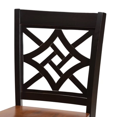 2pc Nicolette Two-Toned Wood Counter Height Barstools Brown/Walnut - Baxton Studio 3 2pc Nicolette Two-Toned Wood Counter Height Barstools Brown/Walnut - Baxton Studio - Image 3