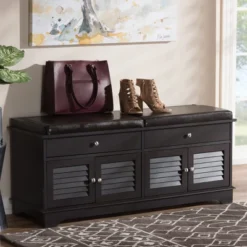 Leo Modern And Contemporary Wood 2 Drawer Shoe Storage Bench Dark Brown - Baxton Studio 15 Leo Modern And Contemporary Wood 2 Drawer Shoe Storage Bench Dark Brown - Baxton Studio -Baxton Studio GUEST 8807c07f e1f1 464f ac92 15e5573b1418