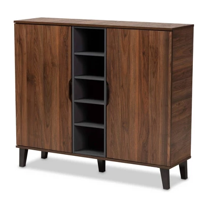 2 Door Idina Mid-Century Wood Shoe Cabinet - Baxton Studio 10 2 Door Idina Mid-Century Wood Shoe Cabinet - Baxton Studio - Image 10