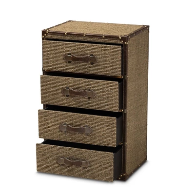 Owen Fabric Upholstered 4 Drawer Accent Storage Cabinet Brown - Baxton Studio 1 Owen Fabric Upholstered 4 Drawer Accent Storage Cabinet Brown - Baxton Studio
