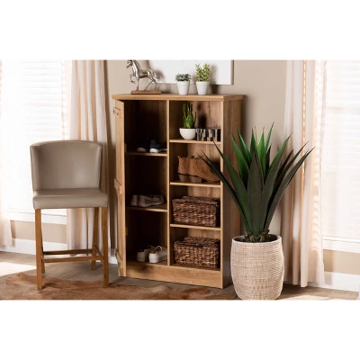 1 Door Eren Farmhouse Natural Wood Shoe Cabinet Brown - Baxton Studio 6 1 Door Eren Farmhouse Natural Wood Shoe Cabinet Brown - Baxton Studio - Image 6
