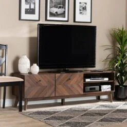 Hartman Wood TV Stand For TVs Up To 60" Walnut Brown - Baxton Studio -Baxton Studio GUEST 897e8583 5339 476a 872a 905ad7e8575a