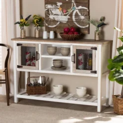 Deacon And Wood 2 Door Dining Room Buffet White/Brown - Baxton Studio 13 Deacon And Wood 2 Door Dining Room Buffet White/Brown - Baxton Studio -Baxton Studio GUEST 89c2170e cc3e 40c9 a682 b8ed722ce500