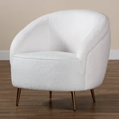 Urian Boucle Upholstered Accent Chair White/Gold - Baxton Studio 11 Urian Boucle Upholstered Accent Chair White/Gold - Baxton Studio -Baxton Studio GUEST 8a1a1d0b 57c0 4960 af31 3ff0944d2853