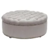 Iglehart Linen Modern Tufted Ottoman - Baxton Studio