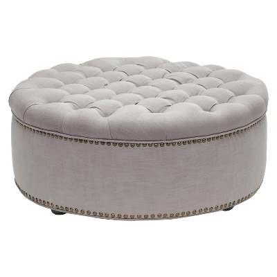 Iglehart Linen Modern Tufted Ottoman - Baxton Studio 1 Iglehart Linen Modern Tufted Ottoman - Baxton Studio