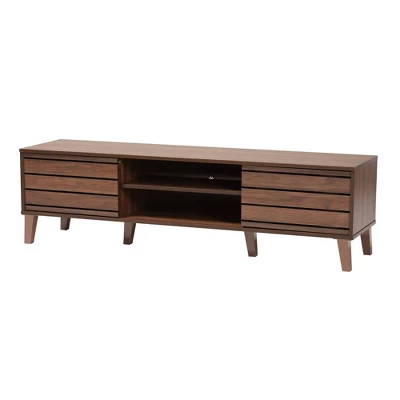 Teresina Wood 2 Door TV Stand For TVs Up To 59" Walnut Brown - Baxton Studio 1 Teresina Wood 2 Door TV Stand For TVs Up To 59" Walnut Brown - Baxton Studio
