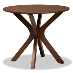 35" Kenji Wide Round Wood Dining Table - Baxton Studio -Baxton Studio GUEST 8af31a9a c815 44f2 872d 062aef1bee61