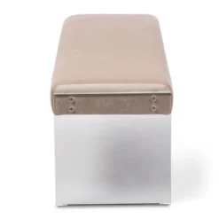 Hildon Modern And Contemporary Microsuede Fabric Upholstered Lux Bench With Paneled Acrylic Legs - Buff Beige - Baxton Studio -Baxton Studio GUEST 8b414431 ecd1 4c13 af2a 0bce6f9871d1
