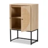 Ardon Bohemian Wood And Metal 2 Door Storage Cabinet With Rattan Light Brown/Black - Baxton Studio