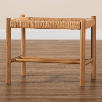 Saura Wood Hemp Accent Bench Oak Brown - Baxton Studio 8 Saura Wood Hemp Accent Bench Oak Brown - Baxton Studio - Image 8