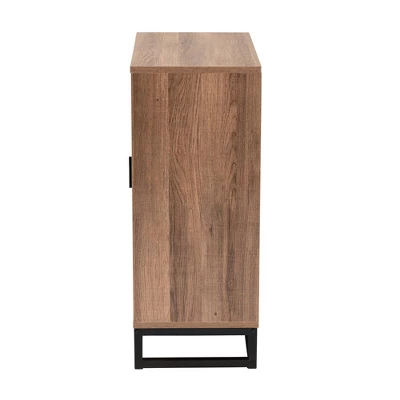 Josephine Two-Tone Wood And Metal 2 Door Storage Cabinet Walnut Brown/White/Black - Baxton Studio 4 Josephine Two-Tone Wood And Metal 2 Door Storage Cabinet Walnut Brown/White/Black - Baxton Studio - Image 4