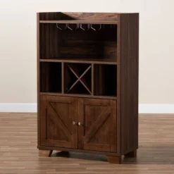 Carrie Walnut Finished Wood Wine Storage Cabinet Walnut - Baxton Studio -Baxton Studio GUEST 8bf6ac08 639f 4efa b8b4 6902c7e7308e