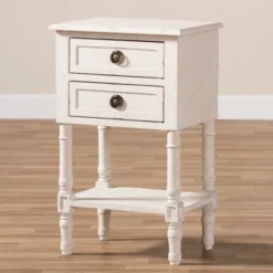 Lenore Country Cottage Farmhouse 2 Drawer Nightstand White - Baxton Studio -Baxton Studio GUEST 8c4f9cfd 9007 4a24 a9d1 ac7b9863b605