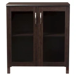 Sintra Modern And Contemporary Sideboard Storage Cabinet With Glass Doors - Dark Brown - Baxton Studio