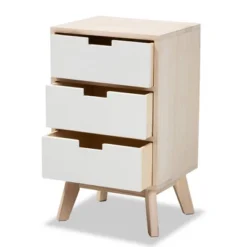 Halian Two-Tone Wood 3 Drawer Nightstand White/Light Brown - Baxton Studio -Baxton Studio GUEST 8d5f1466 0347 4e0b 97f8 d3bced9be1b1