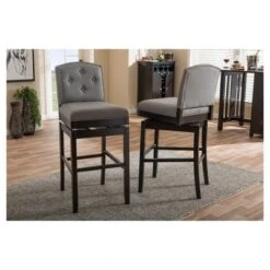 Set Of 2 Ginaro Modern And Contemporary Fabric Button Tufted Upholstered Swivel Barstools - Gray - Baxton Studio 5 Set Of 2 Ginaro Modern And Contemporary Fabric Button Tufted Upholstered Swivel Barstools - Gray - Baxton Studio -Baxton Studio GUEST 8da47b1b 941b 4fe9 ad45 242f04dda57b