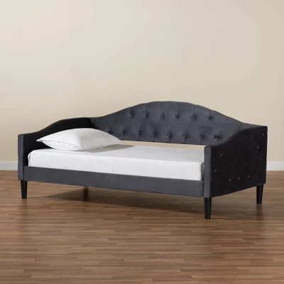 Benjamin Velvet Fabric Upholstered And Wood Daybed - Baxton Studio 8 Benjamin Velvet Fabric Upholstered And Wood Daybed - Baxton Studio - Image 8