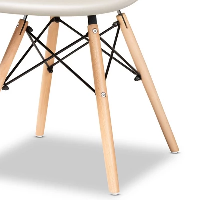 4pc Galen Plastic And Wood Dining Chair Set - Baxton Studio 3 4pc Galen Plastic And Wood Dining Chair Set - Baxton Studio - Image 3