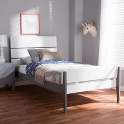 Twin Nereida Modern Classic Mission Style Finished Wood Platform Bed White/Gray - Baxton Studio 11 Twin Nereida Modern Classic Mission Style Finished Wood Platform Bed White/Gray - Baxton Studio -Baxton Studio GUEST 8e6e0d2f 8158 4fb7 892a e3bd4cce2701