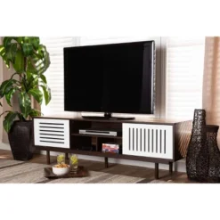 Meike Two-Tone Wood TV Stand For TVs Up To 70" Walnut/White - Baxton Studio 11 Meike Two-Tone Wood TV Stand For TVs Up To 70" Walnut/White - Baxton Studio -Baxton Studio GUEST 8e7c738f d5cb 423c 978b 373423b5515d