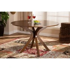 48" Kenji Wide Round Wood Dining Table Walnut - Baxton Studio 8 48" Kenji Wide Round Wood Dining Table Walnut - Baxton Studio -Baxton Studio GUEST 8e85b374 8f5f 4b5d 8511 b0492cc72dc6