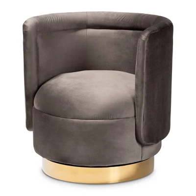Saffi Velvet Upholstered Swivel Accent Chair - Baxton Studio 7 Saffi Velvet Upholstered Swivel Accent Chair - Baxton Studio - Image 7