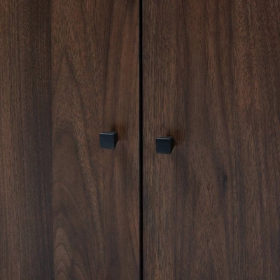 Rossin Walnut Finished 2 Door Wood Entryway Shoe Storage Cabinet With Open Shelf Brown - Baxton Studio 6 Rossin Walnut Finished 2 Door Wood Entryway Shoe Storage Cabinet With Open Shelf Brown - Baxton Studio - Image 6