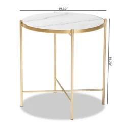 Maddock Metal End Table With Marble Tabletop White/Gold - Baxton Studio -Baxton Studio GUEST 8f4581df 2a06 41aa 95c9 c1605d099b74