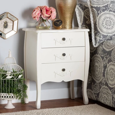 Eliya Wood 3 Drawer Storage Cabinet White - Baxton Studio 1 Eliya Wood 3 Drawer Storage Cabinet White - Baxton Studio