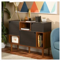 Anderson Mid-century Retro Modern Wood Sideboard Storage Cabinet - Oak/Espresso - Baxton Studio -Baxton Studio GUEST 8f808ccb f76b 45fc a159 7047ebc2011c