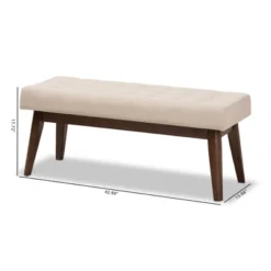 Elia Mid Century Modern Walnut Wood Fabric Button Tufted Bench - Baxton Studio 16 Elia Mid Century Modern Walnut Wood Fabric Button Tufted Bench - Baxton Studio -Baxton Studio GUEST 8fb445ab f91c 4234 93f4 d9fa26c6101a