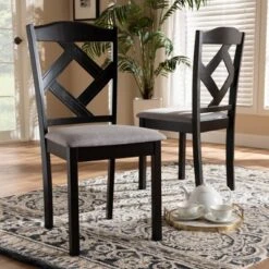 Set Of 2 Ruth Espresso Finished Dining Chair Gray/ Brown - Baxton Studio -Baxton Studio GUEST 8febd53d 17d2 4c85 8944 8e41285ecf3a