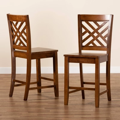 2pc Caron Wood Counter Stool Set - Baxton Studio 6 2pc Caron Wood Counter Stool Set - Baxton Studio - Image 6