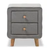 Jonesy Mid - Century Fabric Upholstered 2 - Drawer Nightstand - Gray - Baxton Studio