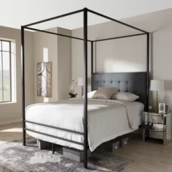 Queen Eleanor Vintage Industrial Finished Metal Canopy Bed Black - Baxton Studio 13 Queen Eleanor Vintage Industrial Finished Metal Canopy Bed Black - Baxton Studio -Baxton Studio GUEST 903decbf d528 4ad9 b8e8 ed383609a9a9