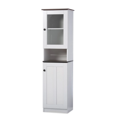 Lauren TwoTone And Buffet And Hutch Kitchen Cabinet White/Dark Brown - Baxton Studio 3 Lauren TwoTone And Buffet And Hutch Kitchen Cabinet White/Dark Brown - Baxton Studio - Image 3