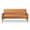 Sorrento Mid-Century Faux Leather Upholstered Wood Sofa Walnut/Brown - Baxton Studio
