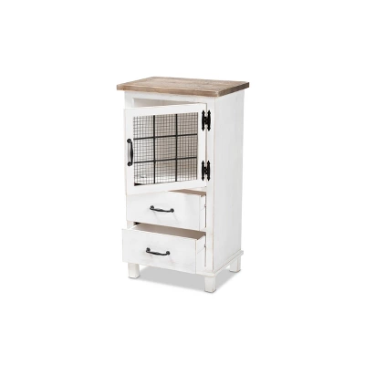 Faron Finished Wood 2 Drawer Storage Cabinet White/Oak Brown - Baxton Studio 1 Faron Finished Wood 2 Drawer Storage Cabinet White/Oak Brown - Baxton Studio