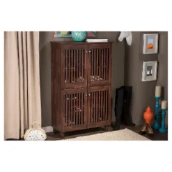 Fernanda Modern And Contemporary 4-Door Wooden Entryway Shoes Storage Tall Cabinet - Oak Brown - Baxton Studio 10 Fernanda Modern And Contemporary 4-Door Wooden Entryway Shoes Storage Tall Cabinet - Oak Brown - Baxton Studio -Baxton Studio GUEST 9208c6f3 3241 4fc7 96de 8bc35b66011b