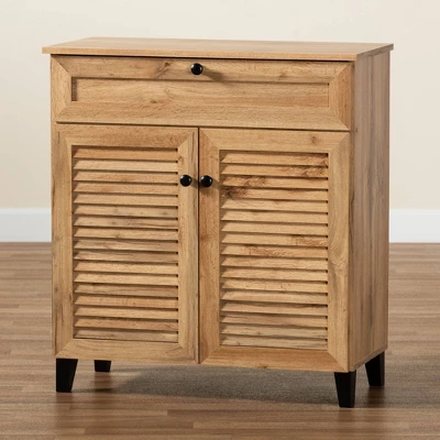 Coolidge Wood 1 Drawer Storage Cabinet Oak Brown - Baxton Studio 9 Coolidge Wood 1 Drawer Storage Cabinet Oak Brown - Baxton Studio - Image 9
