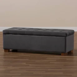 Roanoke Velvet Upholstered Grid Tufted Storage Ottoman Bench - Baxton Studio -Baxton Studio GUEST 92101631 528c 4ecd abcc 20ff864791d6