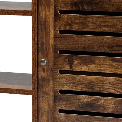 Wayland Rustic Wood And Metal 1 Door Shoe Storage Cabinet Brown/Black - Baxton Studio 4 Wayland Rustic Wood And Metal 1 Door Shoe Storage Cabinet Brown/Black - Baxton Studio - Image 4
