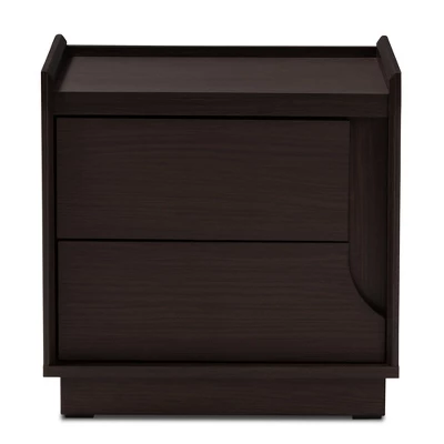 Larsine Finished 2 Drawer Nightstand Brown - Baxton Studio 5 Larsine Finished 2 Drawer Nightstand Brown - Baxton Studio - Image 5