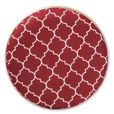 Candice Quatrefoil Velvet Upholstered Metal Ottoman Red - Baxton Studio 2 Candice Quatrefoil Velvet Upholstered Metal Ottoman Red - Baxton Studio - Image 2