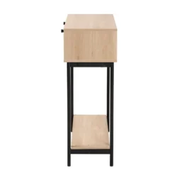 Sherwin 2 Drawer Console Table With Woven Rattan Accent Light Brown/Black - Baxton Studio:Entryway Storage -Baxton Studio GUEST 93dbb186 3010 4542 9646 0ee3339b160a