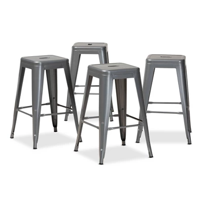 4pc Horton Metal Stackable Counter Stool Set - Baxton Studio 8 4pc Horton Metal Stackable Counter Stool Set - Baxton Studio - Image 8